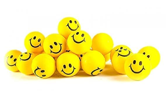 Flavouredlove Smiley Face Stress Reliever Soft Ball | Yellow Smile Emoji Squeeze Balls Perfect for Hand Exercise, Playing & Mind Relaxer | Sponge Toy Ball for Kids and Adults