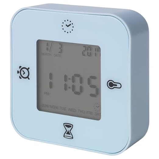 Table Alarm Clock, Clock/Thermometer/Alarm/Timer, Blue