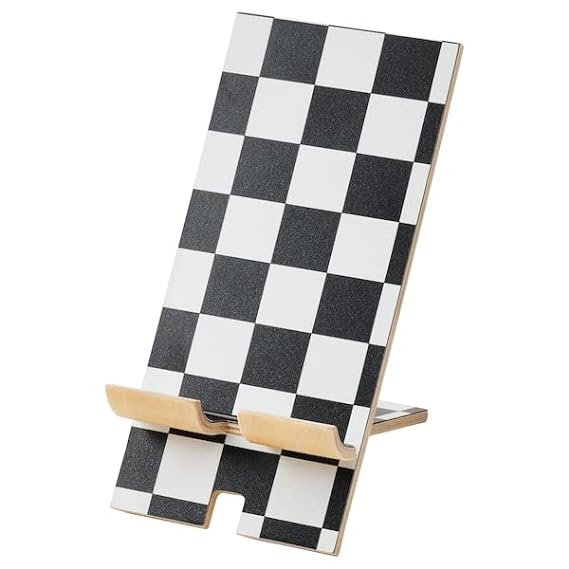 Holder for Mobile Phone, Check Pattern/Black White, 8x10x15 cm (3 ¼x4x6)