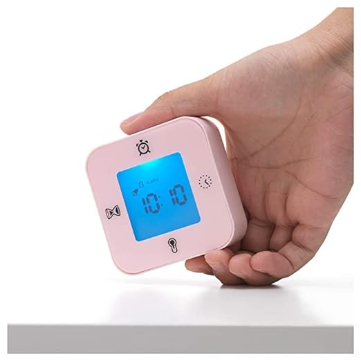 Table Alarm Clock, Clock/Thermometer/Alarm/Timer, Pink