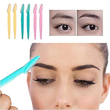 Flavouredlove  Professional Eyebrow and Face Razor Instant & Painless Hair Removal |Suitable For Eyebrow, Upper lip, Chin |Peach Fuzz | Stainless Steel Blade & Firm Grip- Pack of 3