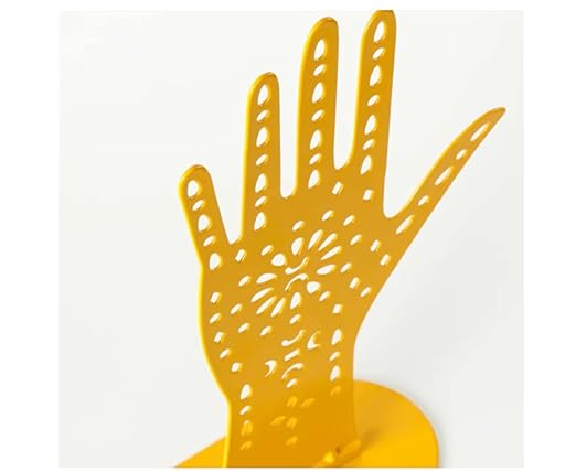 Jewellery Stand - Elegant Yellow Organizer with Henna Tattoo Pattern - Yellow - 30x18 cm (12x7)