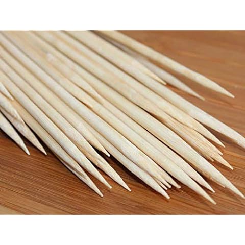 Flavouredlove Natural Bamboo Skewer Sticks, Natural Wooden Barbecue Kabob Skewers, Best for Grill, BBQ, Kebab, Marshmallow Roasting or Fruit Sticks, 8 inch (Pack of 60)