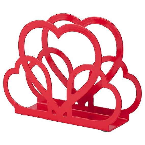 Napkin Holder, Heart-Shaped, red