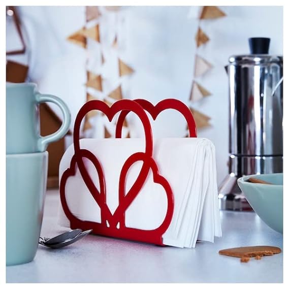 Napkin Holder, Heart-Shaped, red