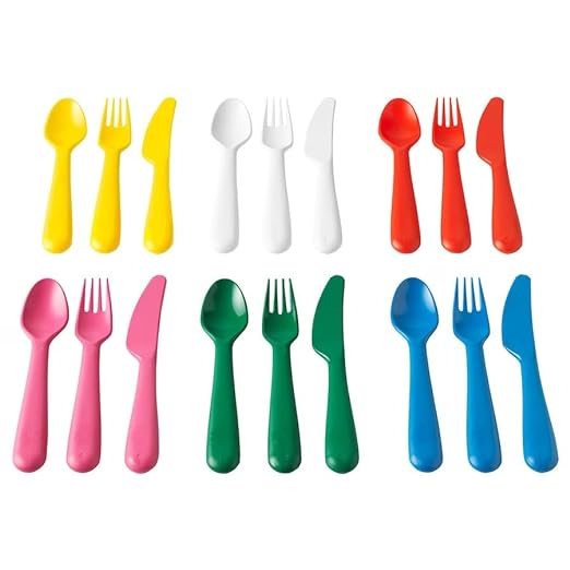 18-Piece Plastic Cutlery Set, Multicolour - Perfect for Kids, Easy to Grip, Dishwasher-Safe