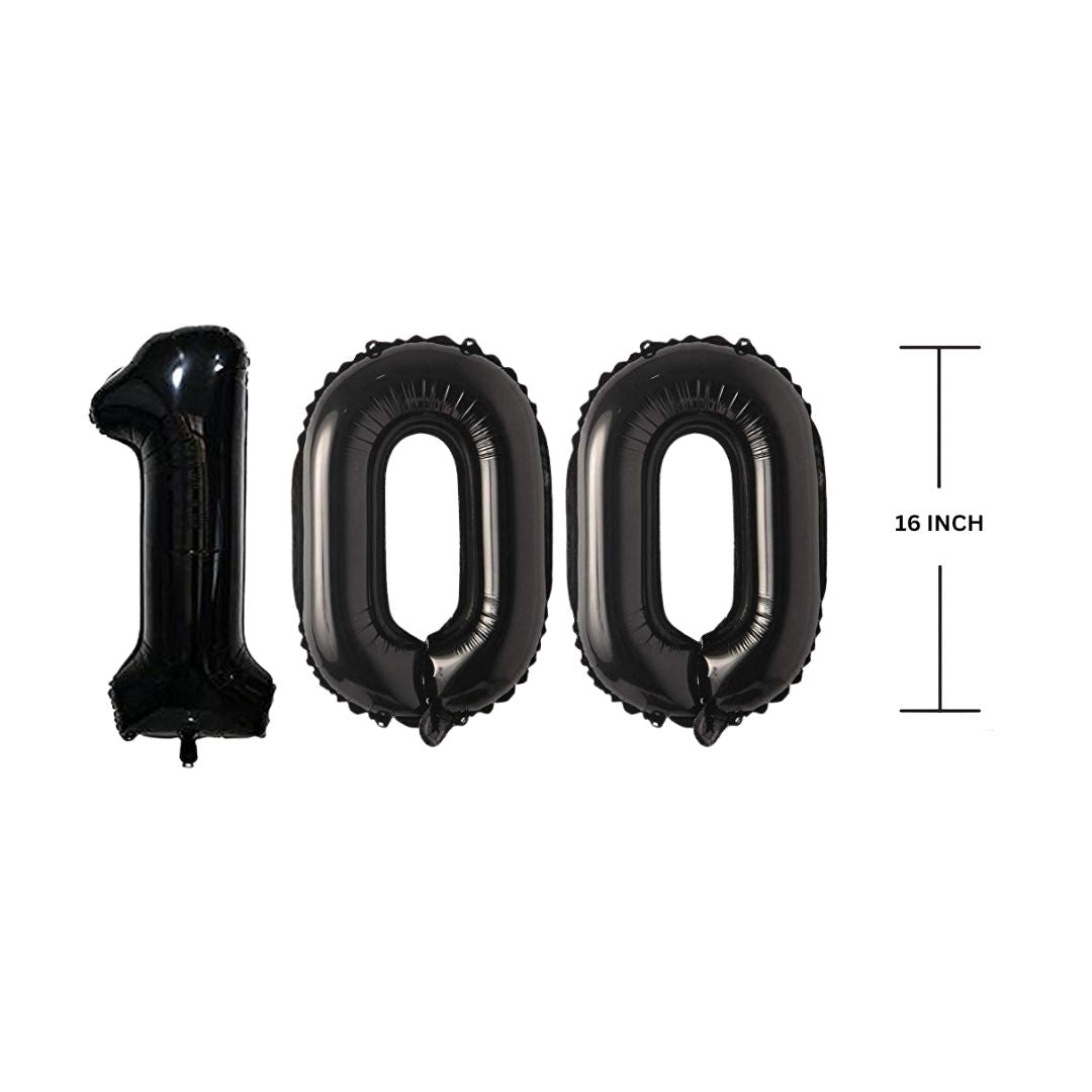 16 Inches Black Number Balloon Air or Helium Compactable Balloon for Party Decoration, Birthday, Anniversary