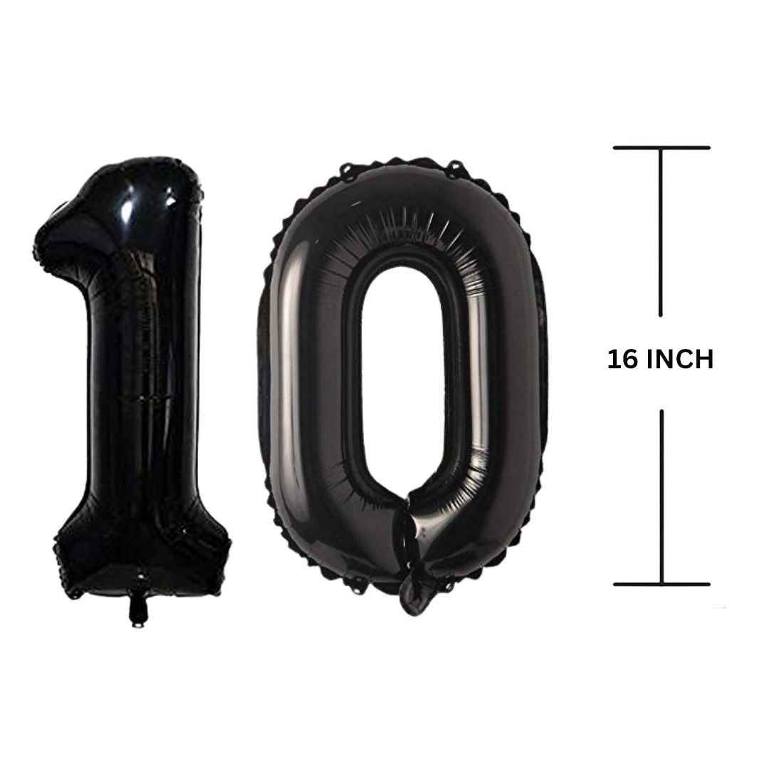 16 Inches Black Number Balloon Air or Helium Compactable Balloon for Party Decoration, Birthday, Anniversary