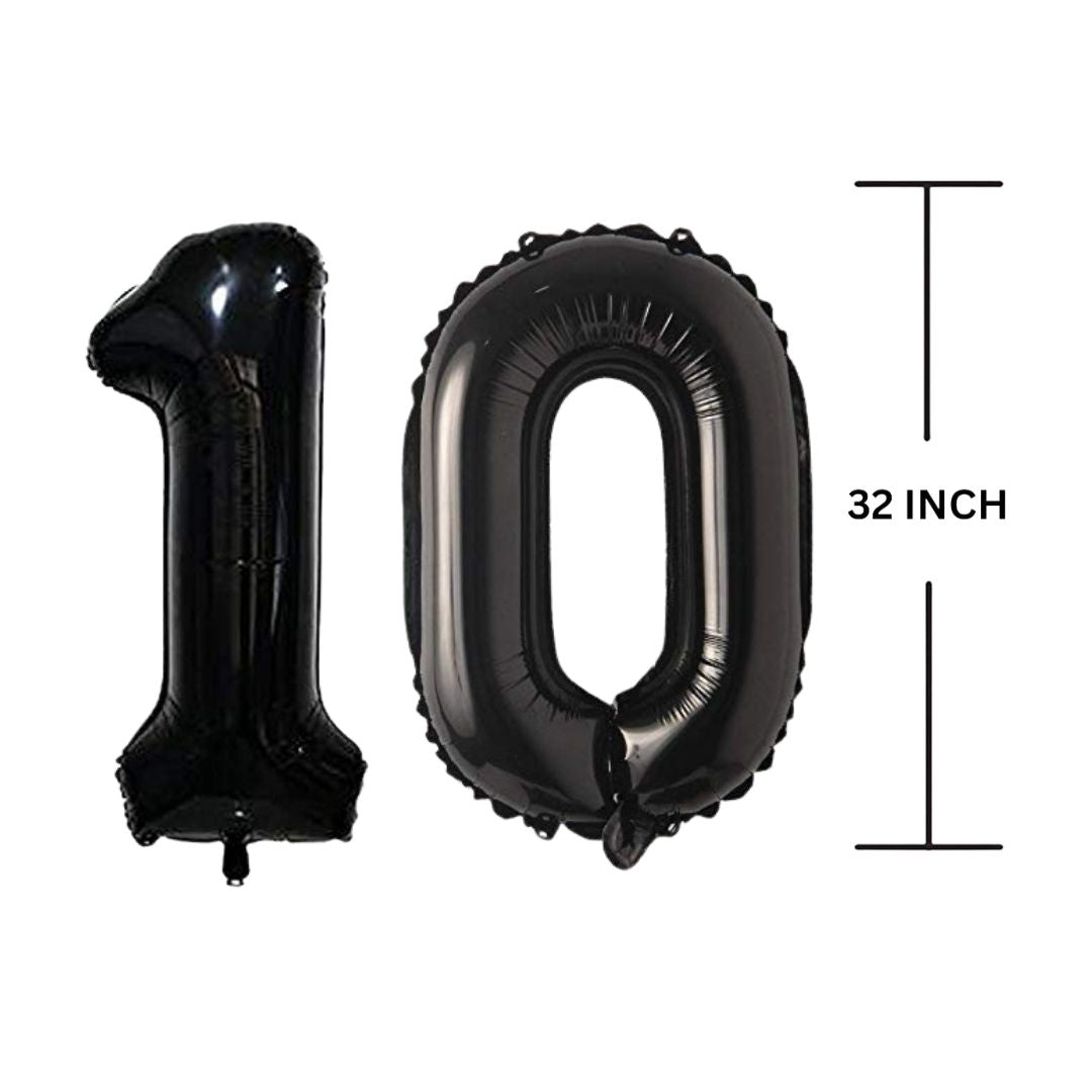 32 Inches Black Number Balloon Air or Helium Compactable Balloon for Party Decoration, Birthday, Anniversary