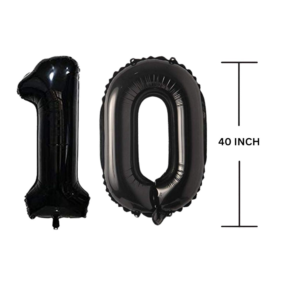 40 Inches Black Number Balloon Air or Helium Compactable Balloon for Party Decoration, Birthday, Anniversary