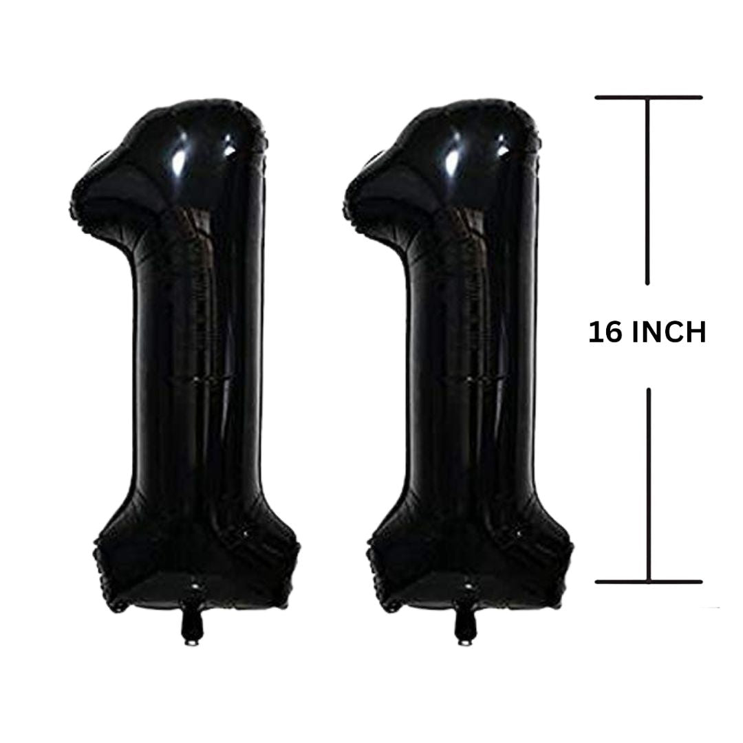 16 Inches Black Number Balloon Air or Helium Compactable Balloon for Party Decoration, Birthday, Anniversary