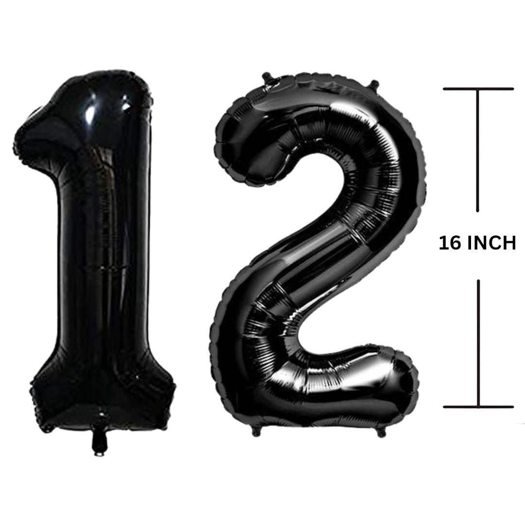 16 Inches Black Number Balloon Air or Helium Compactable Balloon for Party Decoration, Birthday, Anniversary