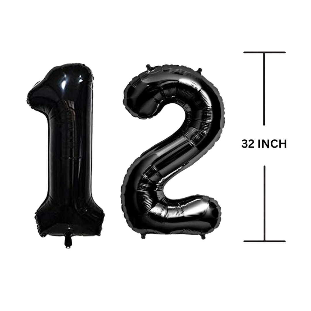 32 Inches Black Number Balloon Air or Helium Compactable Balloon for Party Decoration, Birthday, Anniversary