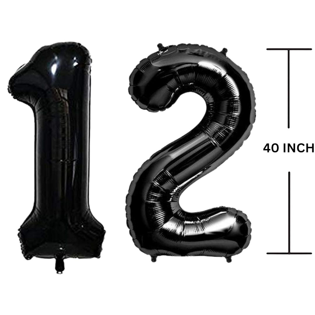 40 Inches Black Number Balloon Air or Helium Compactable Balloon for Party Decoration, Birthday, Anniversary