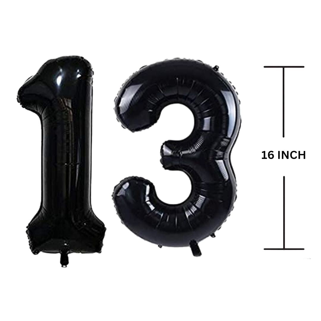 16 Inches Black Number Balloon Air or Helium Compactable Balloon for Party Decoration, Birthday, Anniversary