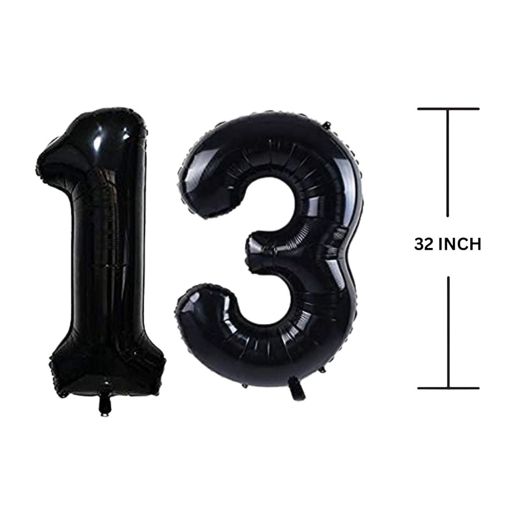 32 Inches Black Number Balloon Air or Helium Compactable Balloon for Party Decoration, Birthday, Anniversary