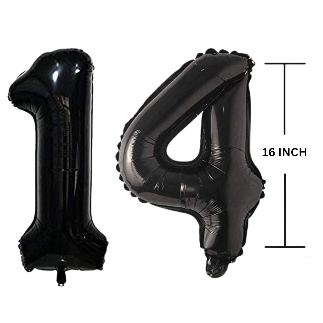 16 Inches Black Number Balloon Air or Helium Compactable Balloon for Party Decoration, Birthday, Anniversary