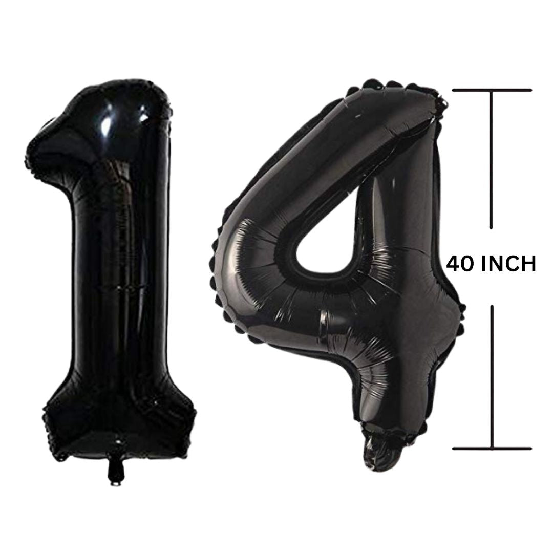 40 Inches Black Number Balloon Air or Helium Compactable Balloon for Party Decoration, Birthday, Anniversary