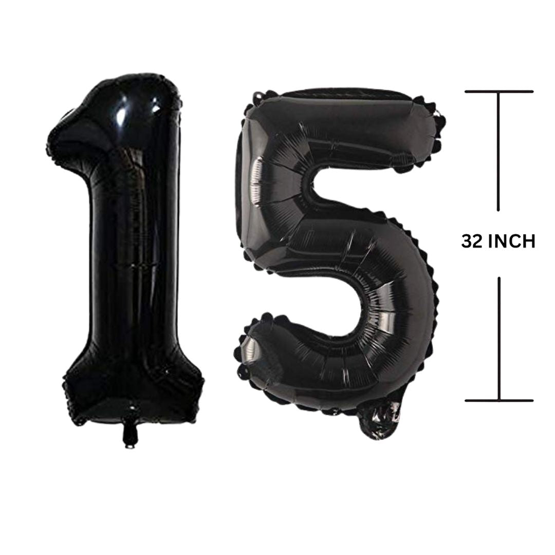 32 Inches Black Number Balloon Air or Helium Compactable Balloon for Party Decoration, Birthday, Anniversary