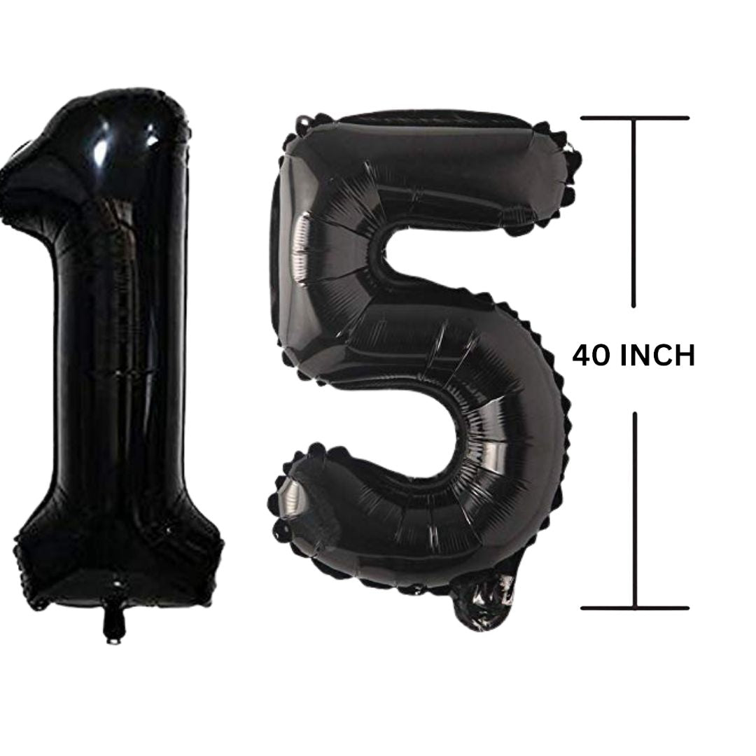 40 Inches Black Number Balloon Air or Helium Compactable Balloon for Party Decoration, Birthday, Anniversary