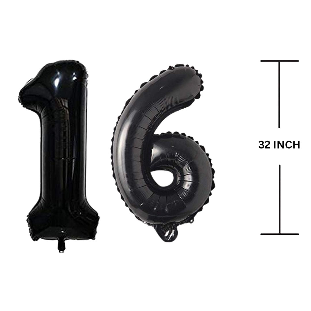 32 Inches Black Number Balloon Air or Helium Compactable Balloon for Party Decoration, Birthday, Anniversary