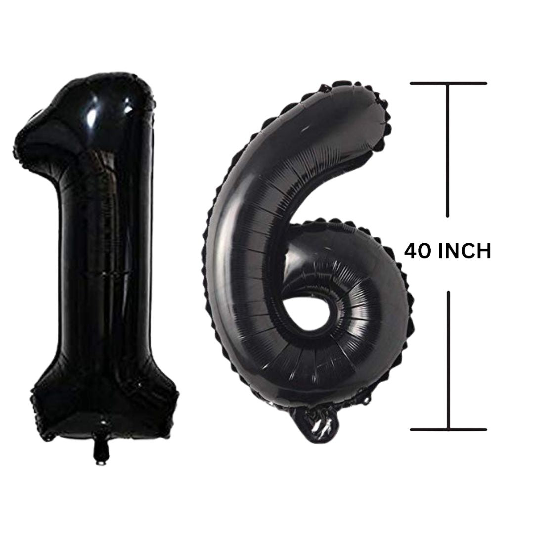 40 Inches Black Number Balloon Air or Helium Compactable Balloon for Party Decoration, Birthday, Anniversary