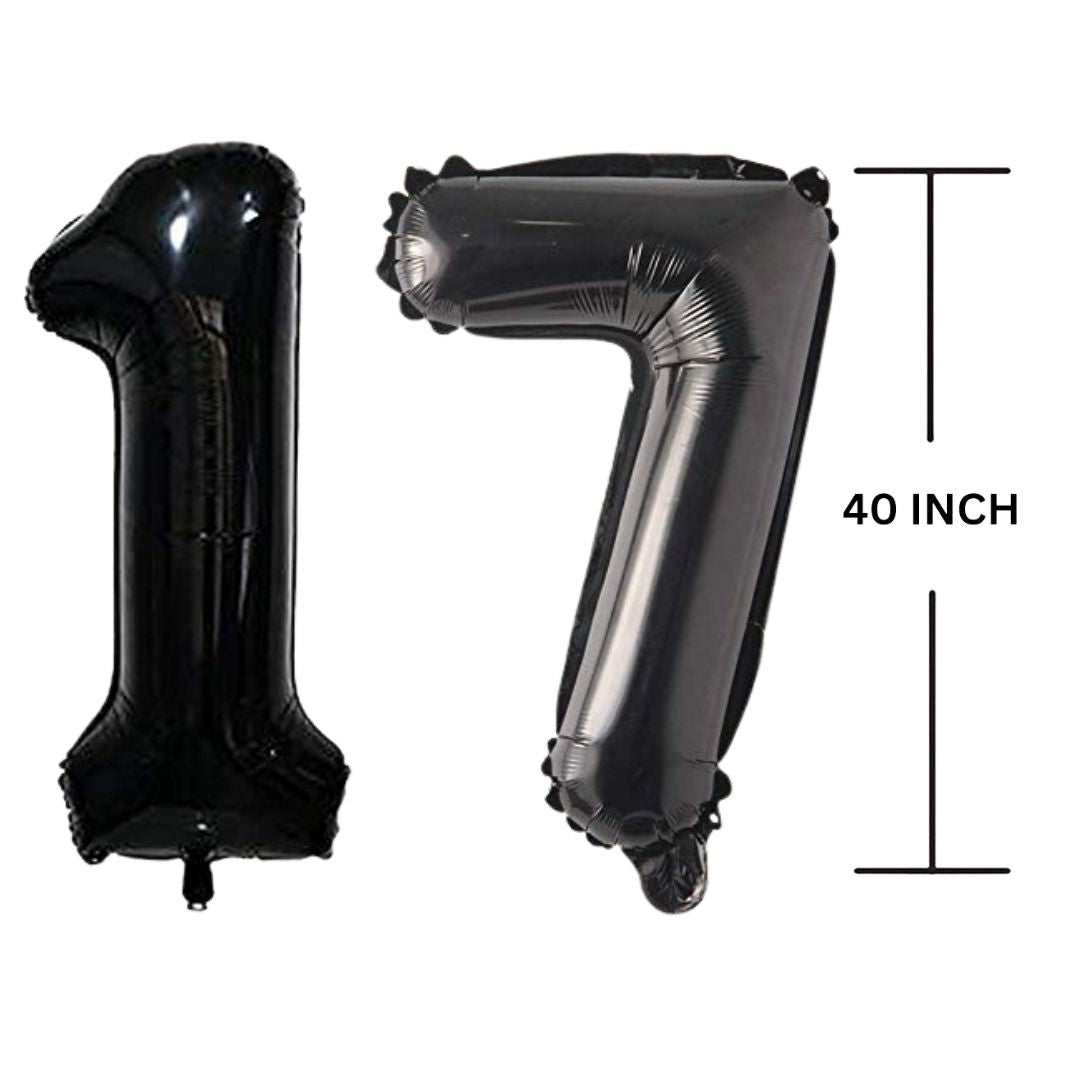 40 Inches Black Number Balloon Air or Helium Compactable Balloon for Party Decoration, Birthday, Anniversary