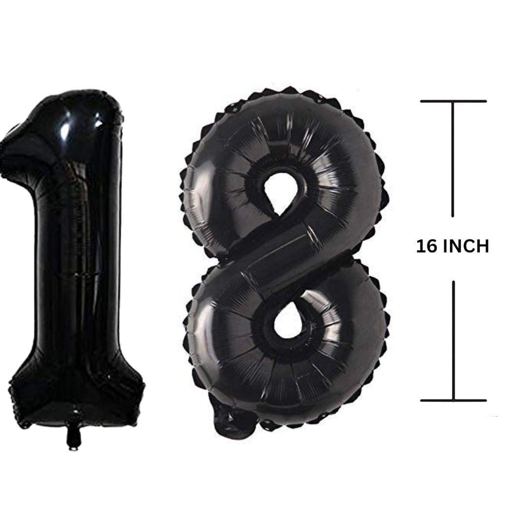 16 Inches Black Number Balloon Air or Helium Compactable Balloon for Party Decoration, Birthday, Anniversary