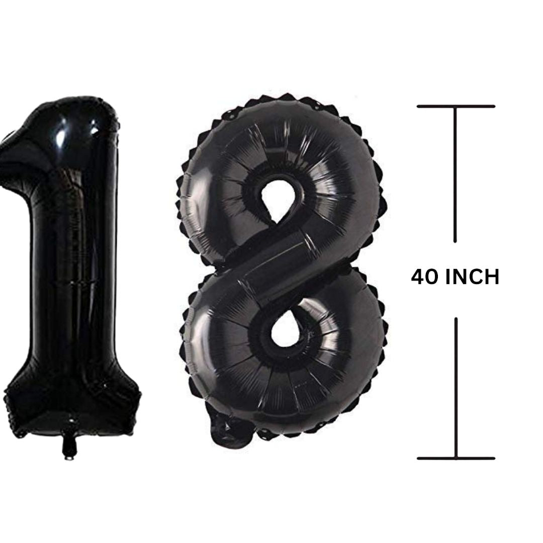 40 Inches Black Number Balloon Air or Helium Compactable Balloon for Party Decoration, Birthday, Anniversary