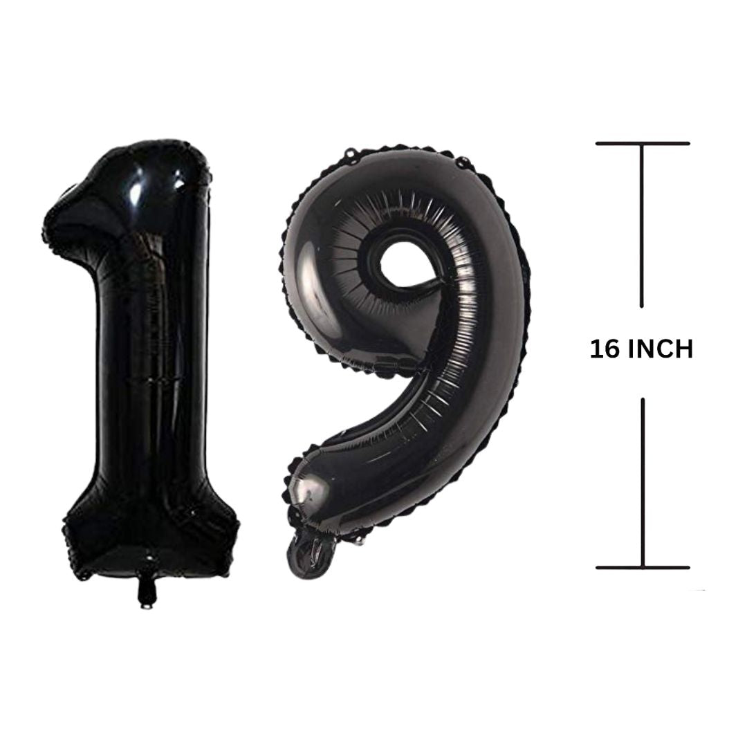 16 Inches Black Number Balloon Air or Helium Compactable Balloon for Party Decoration, Birthday, Anniversary