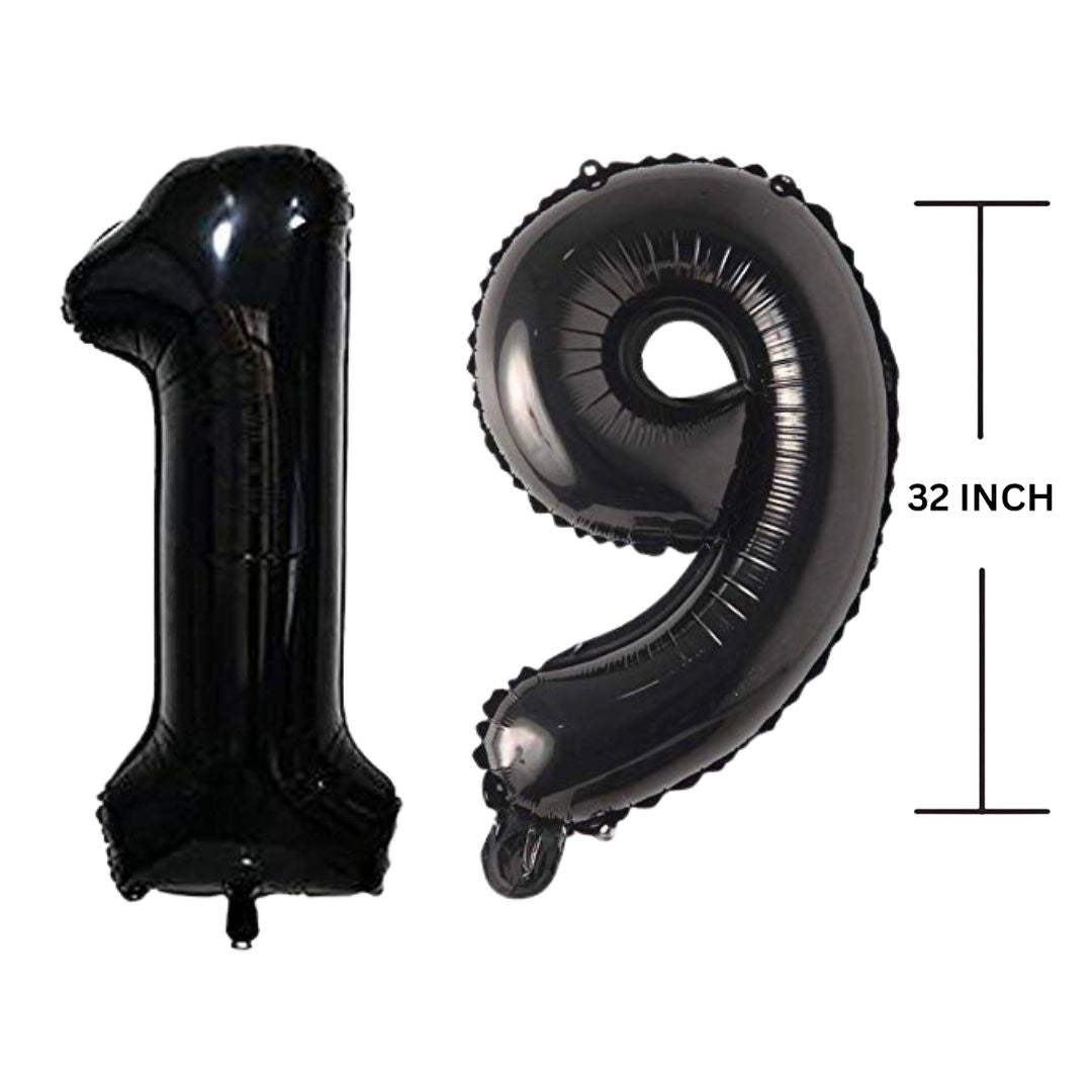 32 Inches Black Number Balloon Air or Helium Compactable Balloon for Party Decoration, Birthday, Anniversary