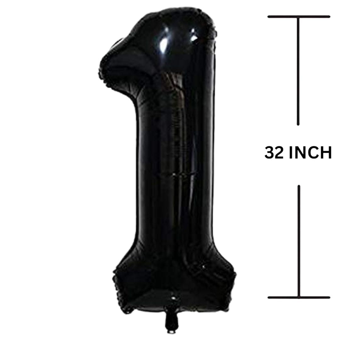 32 Inches Black Number Balloon Air or Helium Compactable Balloon for Party Decoration, Birthday, Anniversary