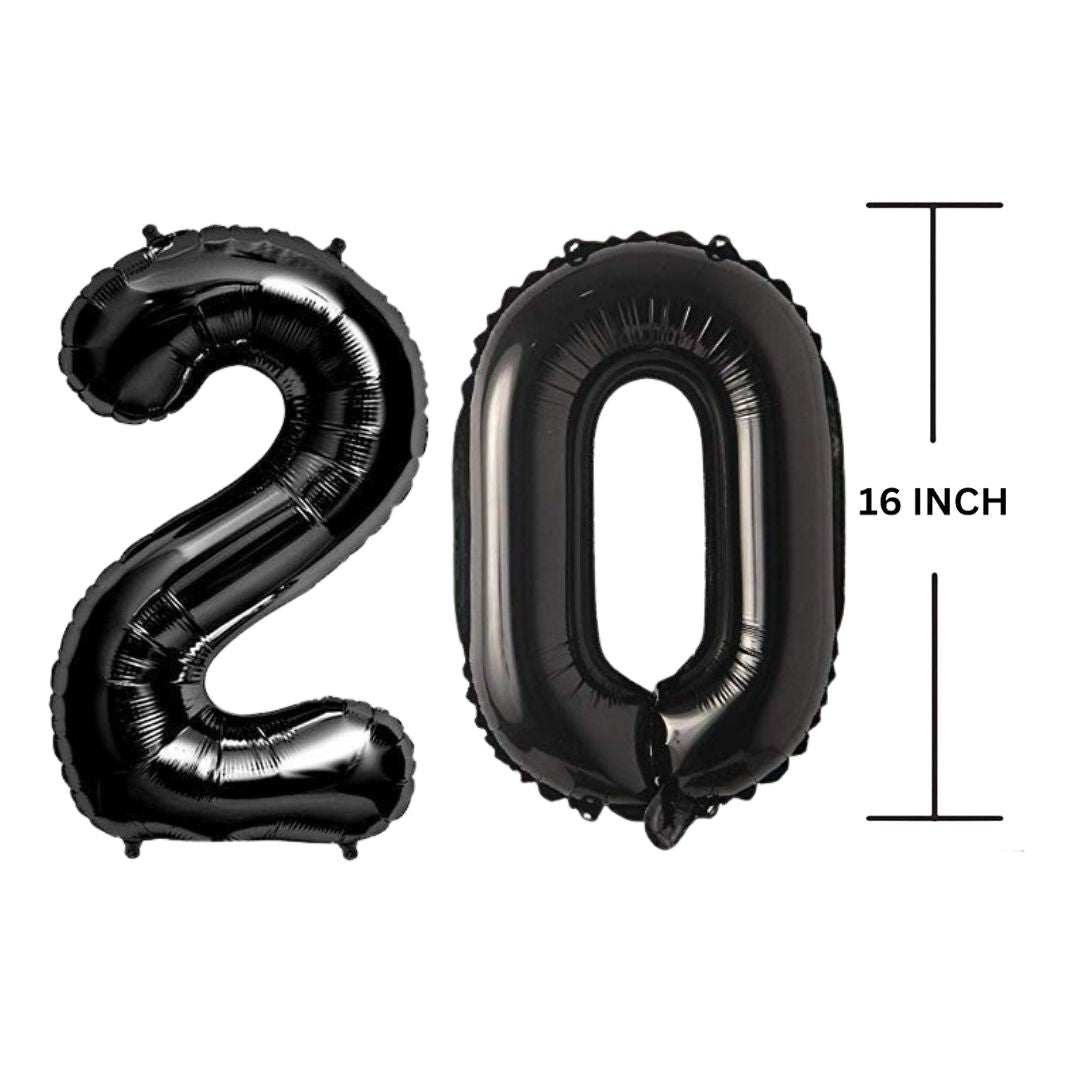 16 Inches Black Number Balloon Air or Helium Compactable Balloon for Party Decoration, Birthday, Anniversary