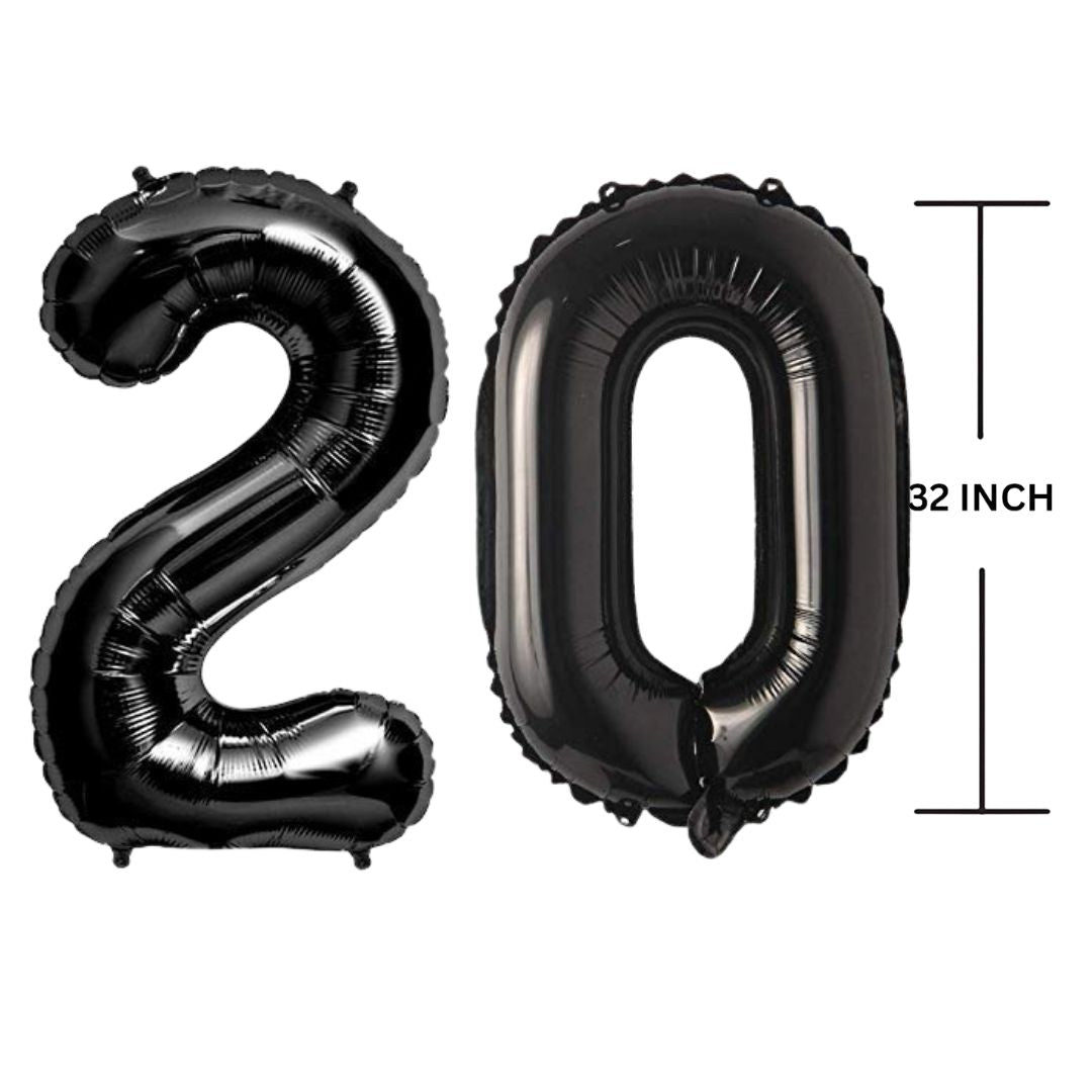 32 Inches Black Number Balloon Air or Helium Compactable Balloon for Party Decoration, Birthday, Anniversary