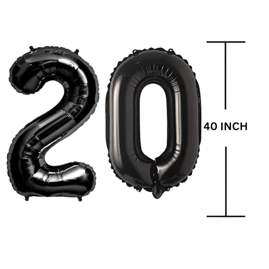 40 Inches Black Number Balloon Air or Helium Compactable Balloon for Party Decoration, Birthday, Anniversary