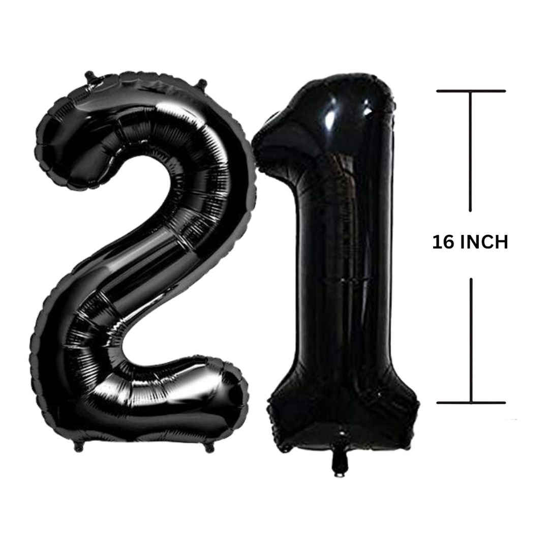 16 Inches Black Number Balloon Air or Helium Compactable Balloon for Party Decoration, Birthday, Anniversary