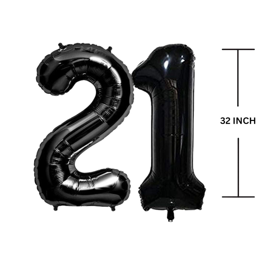 32 Inches Black Number Balloon Air or Helium Compactable Balloon for Party Decoration, Birthday, Anniversary