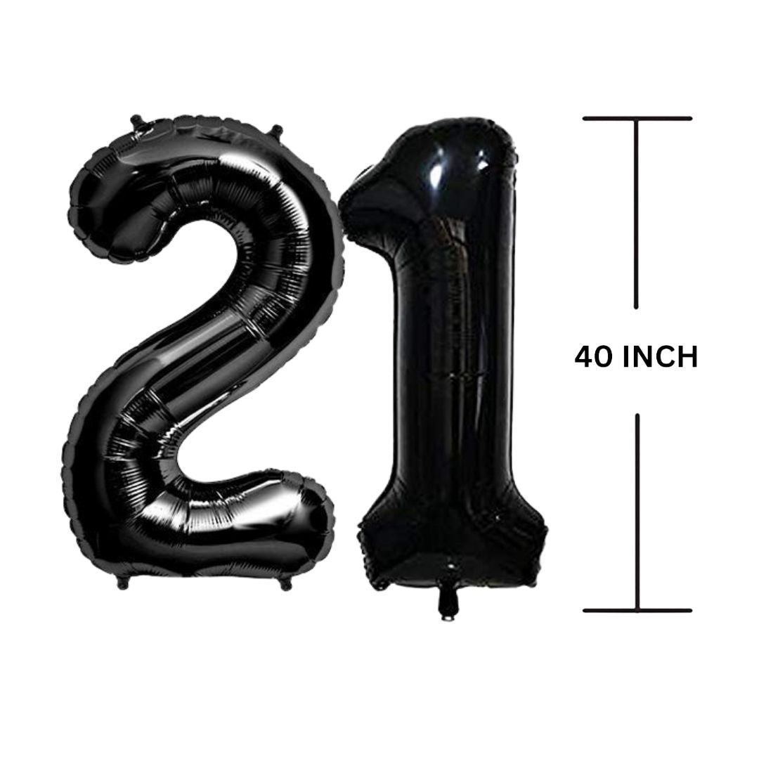 40 Inches Black Number Balloon Air or Helium Compactable Balloon for Party Decoration, Birthday, Anniversary