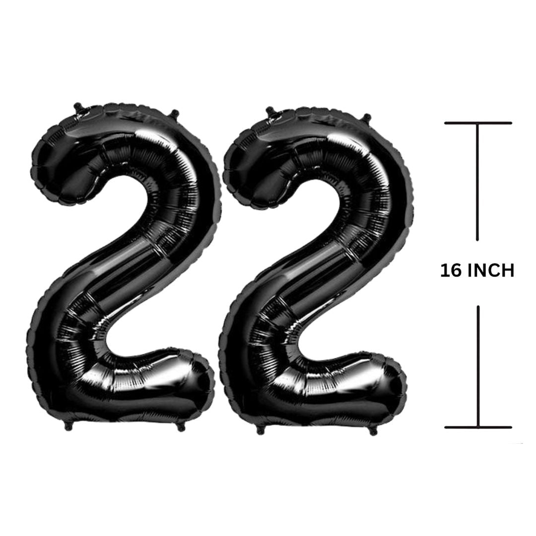 16 Inches Black Number Balloon Air or Helium Compactable Balloon for Party Decoration, Birthday, Anniversary