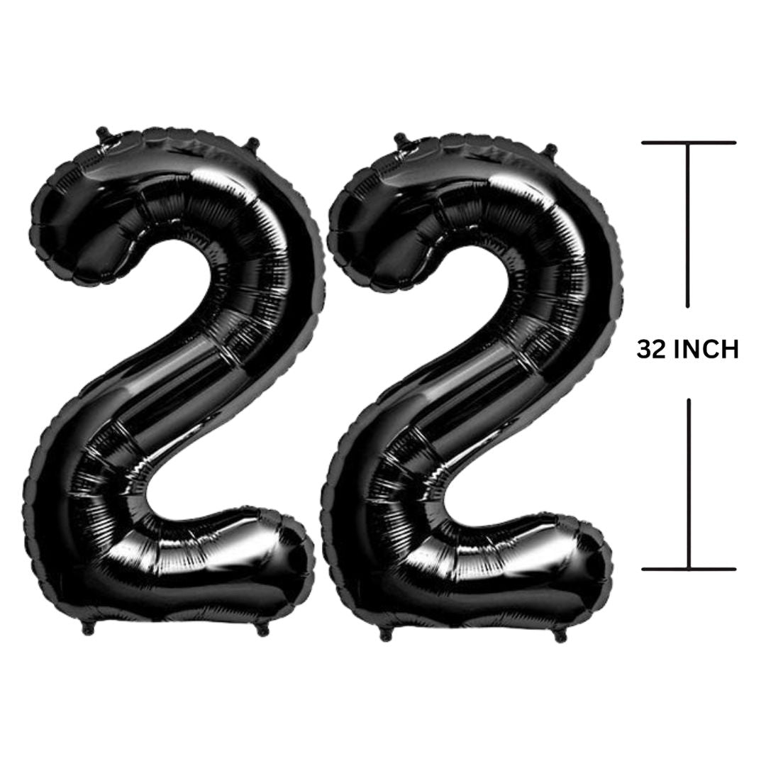 32 Inches Black Number Balloon Air or Helium Compactable Balloon for Party Decoration, Birthday, Anniversary