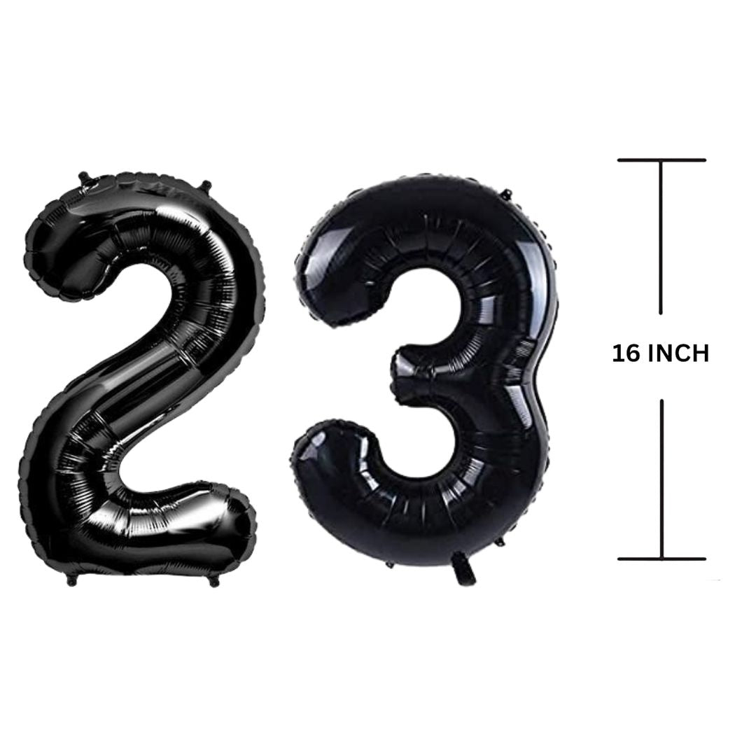 16 Inches Black Number Balloon Air or Helium Compactable Balloon for Party Decoration, Birthday, Anniversary