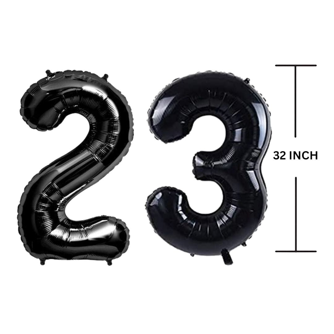 32 Inches Black Number Balloon Air or Helium Compactable Balloon for Party Decoration, Birthday, Anniversary