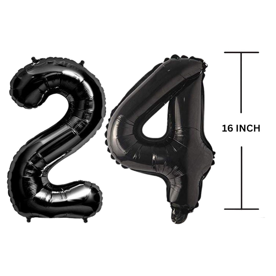 16 Inches Black Number Balloon Air or Helium Compactable Balloon for Party Decoration, Birthday, Anniversary