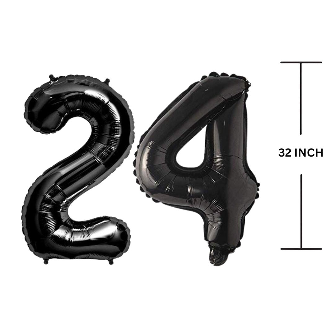 32 Inches Black Number Balloon Air or Helium Compactable Balloon for Party Decoration, Birthday, Anniversary