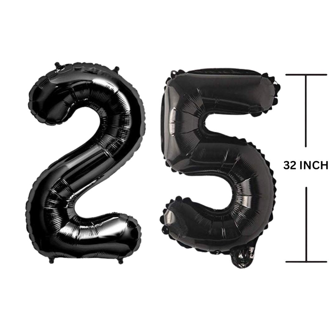 32 Inches Black Number Balloon Air or Helium Compactable Balloon for Party Decoration, Birthday, Anniversary