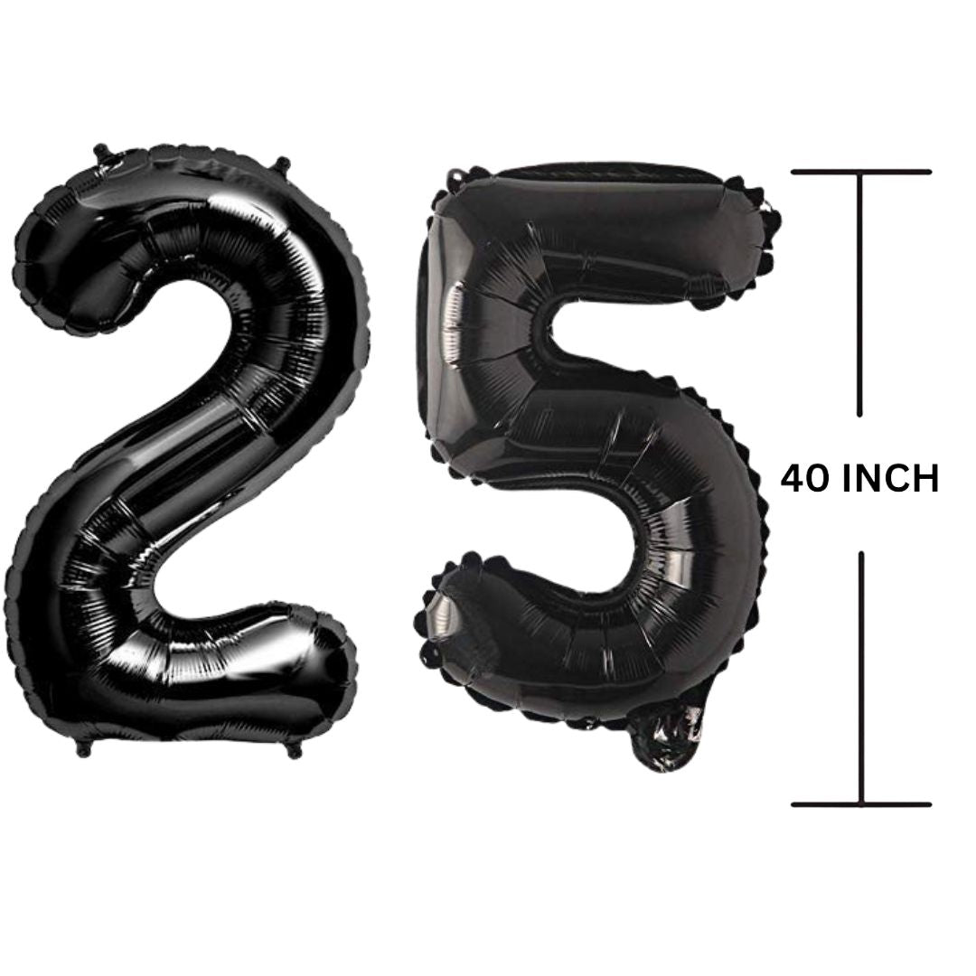 40 Inches Black Number Balloon Air or Helium Compactable Balloon for Party Decoration, Birthday, Anniversary