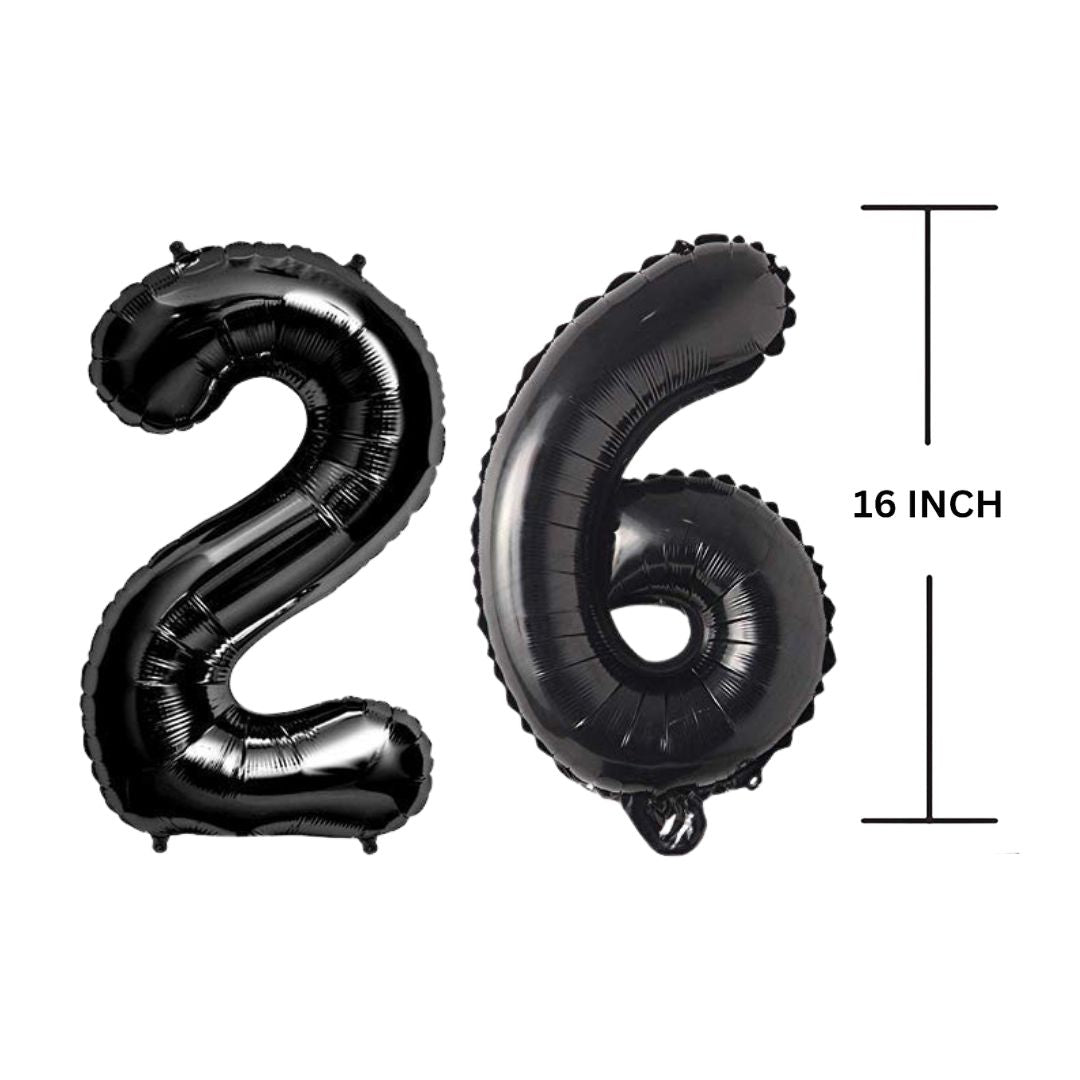 16 Inches Black Number Balloon Air or Helium Compactable Balloon for Party Decoration, Birthday, Anniversary