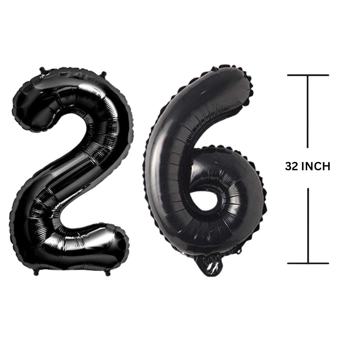 32 Inches Black Number Balloon Air or Helium Compactable Balloon for Party Decoration, Birthday, Anniversary