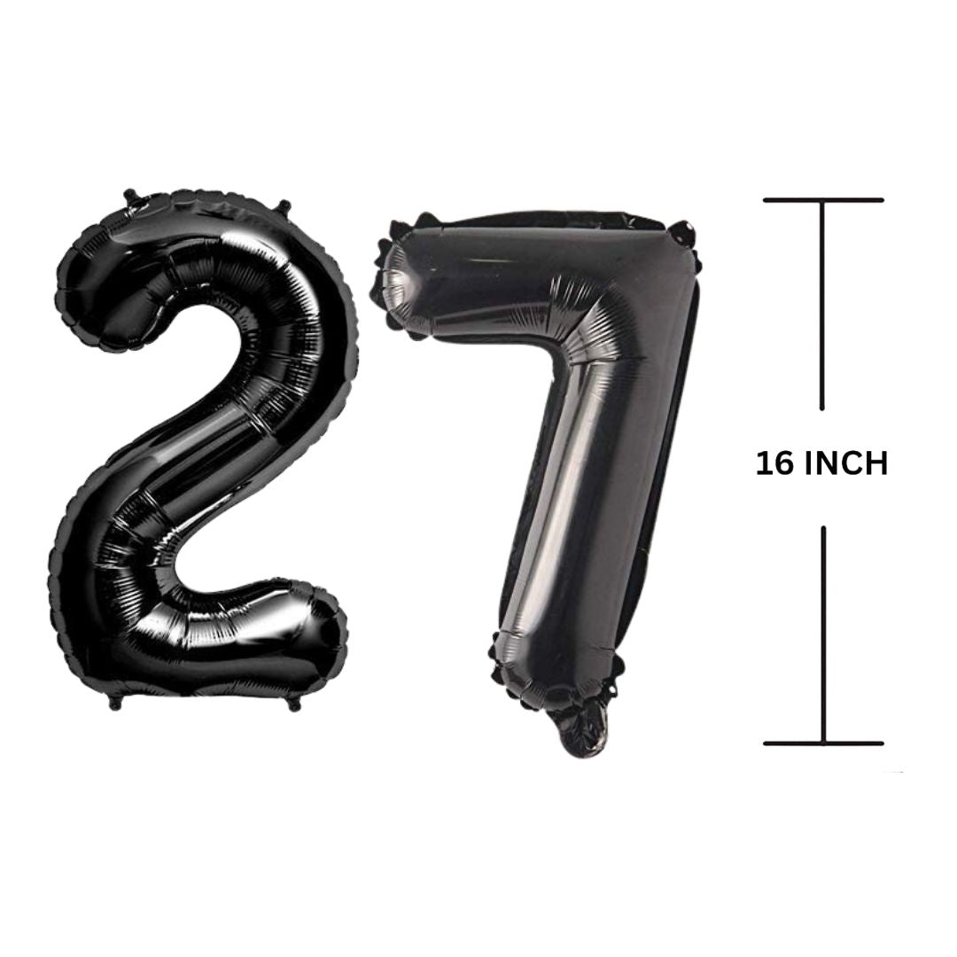 16 Inches Black Number Balloon Air or Helium Compactable Balloon for Party Decoration, Birthday, Anniversary