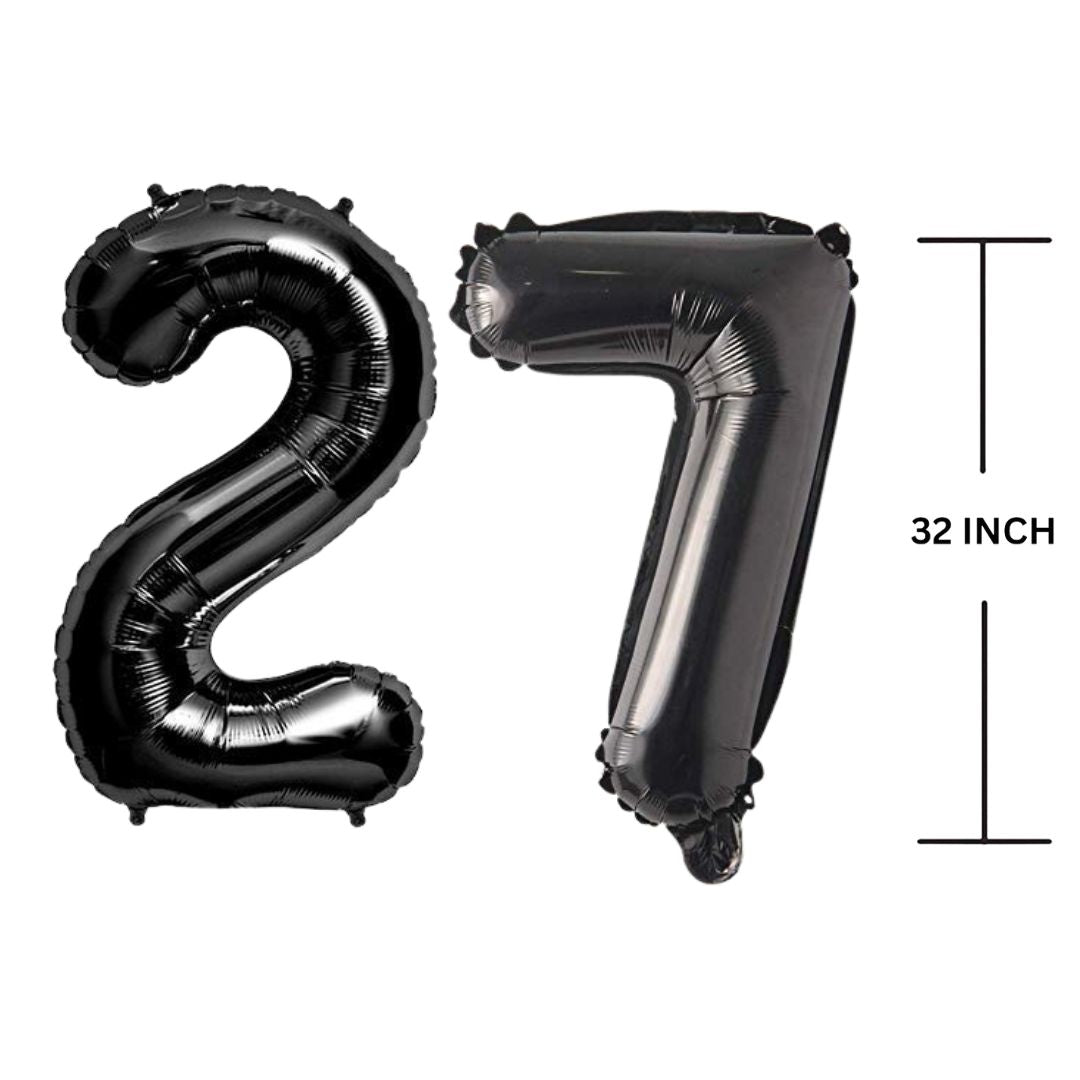 32 Inches Black Number Balloon Air or Helium Compactable Balloon for Party Decoration, Birthday, Anniversary